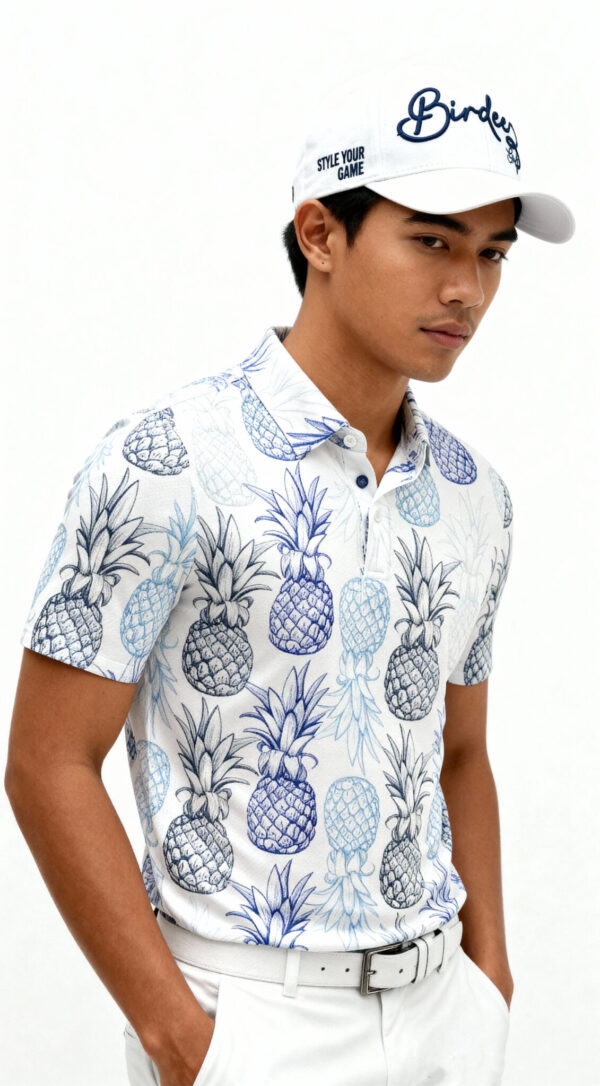 Birdeez Pineapple blue for Men – Stylish Performance Polo for Golfers | Style Your Game