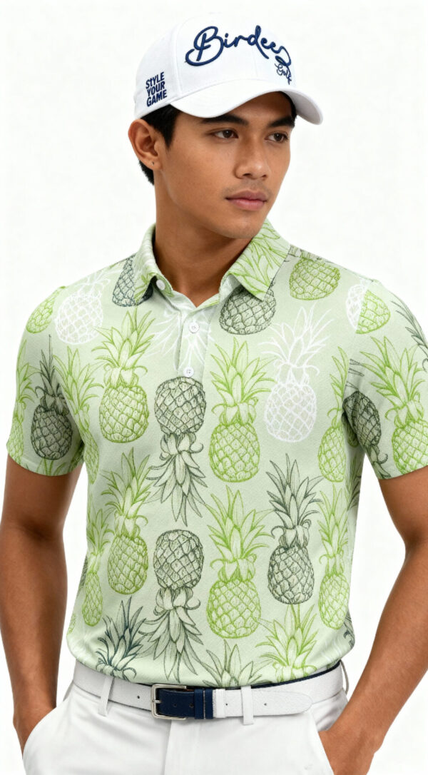 Birdeez Pineapple green for Men – Stylish Performance Polo for Golfers | Style Your Game