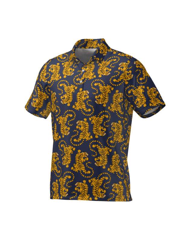 tiger-blue-front "Explore Birdeez's collection of custom golf polos, designed for style and performance on the green. With a range of colors and designs to choose from, you can create your unique look for every round. Elevate your game with Birdeez today! #Birdeez #GolfPolos #CustomApparel #PerformanceWear #GolfFashion"