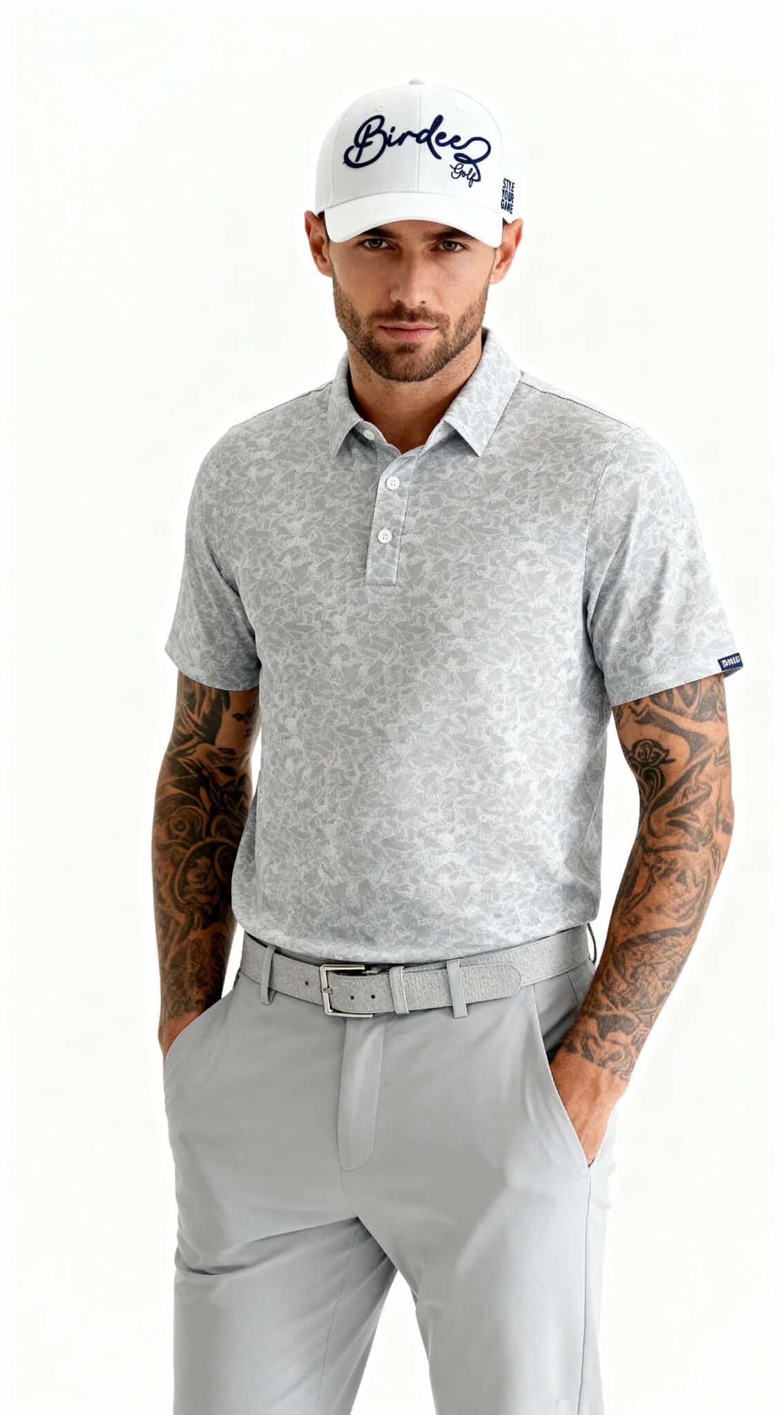 Birdeez Floral Grey for Men – Stylish Performance Polo for Golfers | Style Your Game